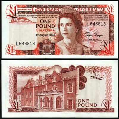 Gibraltar 1 Pound 1988, UNC, P-20e, Que II