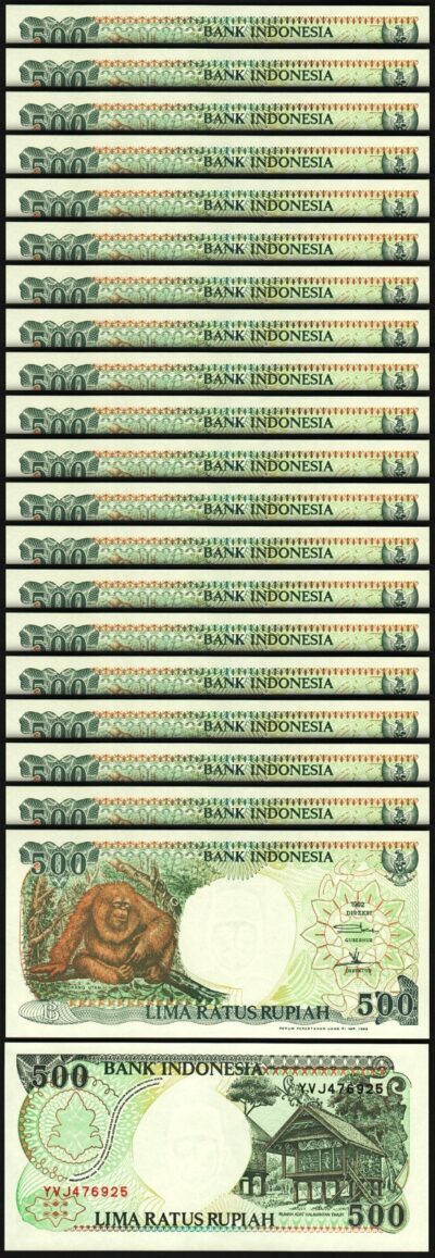 Indonesia 500 Rupiah 1992 1999, UNC, 20 Pcs LOT, P-128h