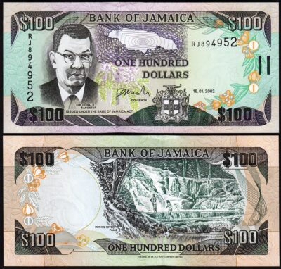 Jamaica 100 Dollars 2002, UNC, P-80b