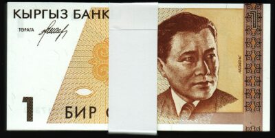 Kyrgyzstan 1 Som 1994, UNC, ½ BUNDLE, Pack of 50 PCS, Consecutive, P-7, Prfix AF