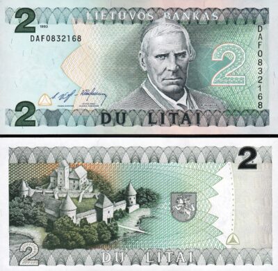 Lithuania 2 Litai 1993, UNC, P-54