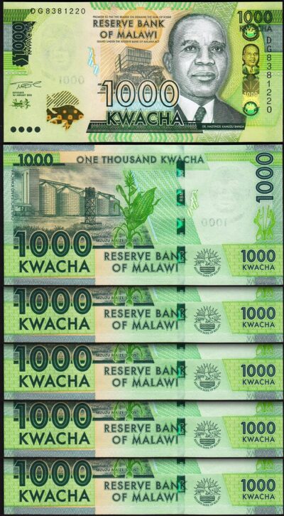 Malawi 1000 Kwacha, 2024, UNC, 5 Pcs LOT, Consecutive, P-New 67g