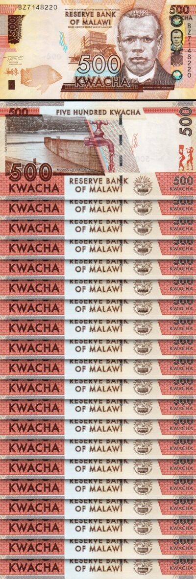 Malawi 500 Kwacha, 2021, UNC, 20 Pcs LOT, Consecutive, P-66c