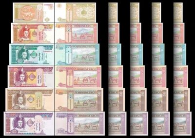 Mongolia 5 (x) 6 Pcs UNC Set, 1 5 10 20 50 100 Tugrik 2014 2020