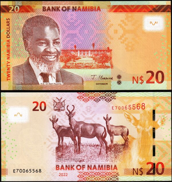 Namibia 20 Dollars 2022, UNC, P-17 New