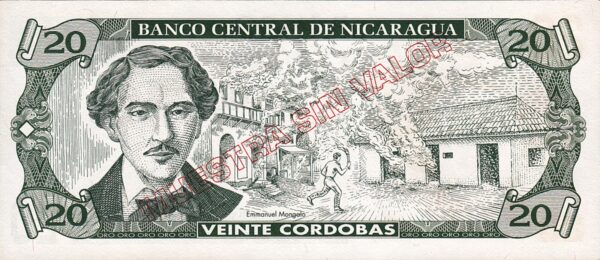 Nicaragua 20 Cordobas 1990, UNC, SPECIMEN (Muestra Sin Valor), A 00000000,P-176s - Image 3