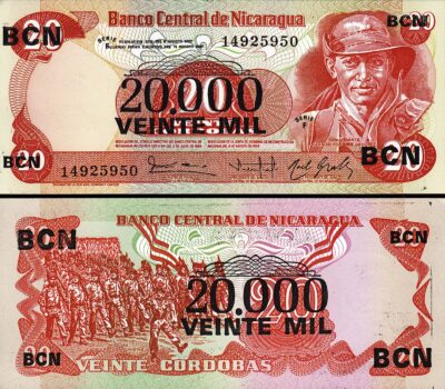 Nicaragua 20000 on 20  Cordobas 1984, UNC, P-147