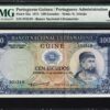 PORTUGUESE GUINEA  / PORTUGAL ADMINISTRATION 100 ESCUDOS 1971 PMG 66 GEM UNC EPQ