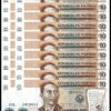 Philippines 10 Piso 1985 1994, UNC, 20 PCS LOT, Consecutive, P-169b, Prefix CG