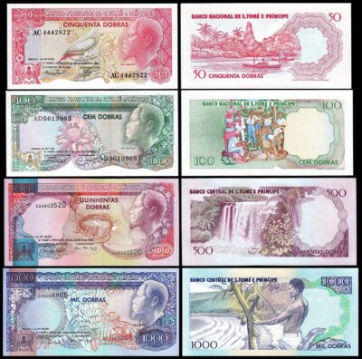 Saint Thomas 4 Pcs UNC Set, 50 100 500 1000 Dobras 1982 1989 1993