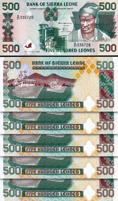 Sierra Leone 500 Leones, 1995, UNC, 5 Pcs LOT, Consecutive, P-23