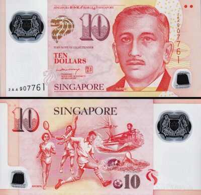 Singapore 10 Dollars Nd 2005 (2008), UNC, Polymer, P-48