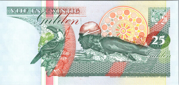 Surinam Suriname 25 Gulden , 1998, REPEATER 417 417, UNC  P-138d - Image 3