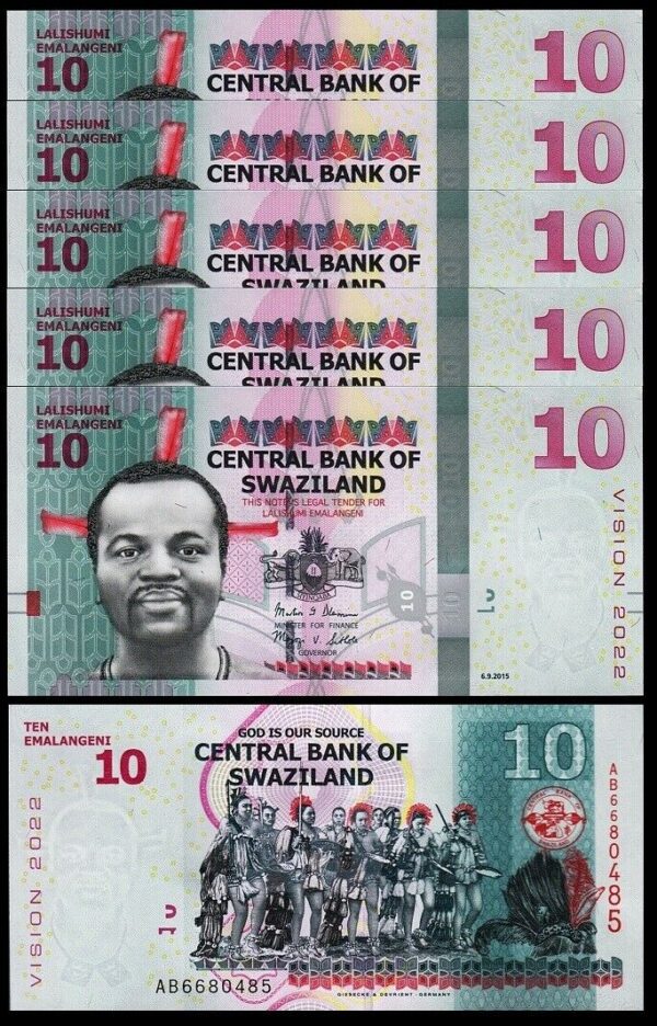 Swaziland 10 Emalangeni 2015, UNC , 10 Pcs LOT, Consecutive , P-41, Vision 2022 - Image 3