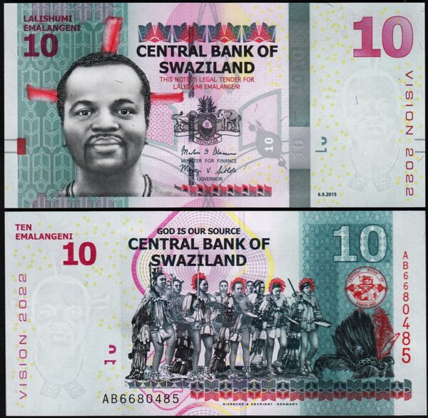 Swaziland 10 Emalangeni 2015, UNC , 10 Pcs LOT, Consecutive , P-41, Vision 2022 - Image 4