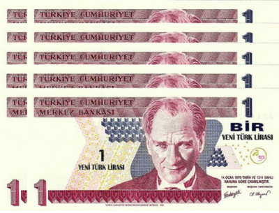 TURKEY 1 LIRA 2005, UNC, 10 PCS LOT, CONSECUTIVE, P.216