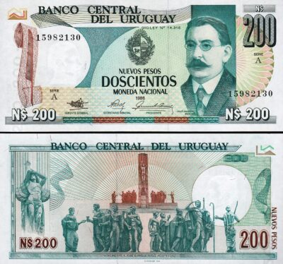 Uruguay 200 Nuevos Pesos 1986, UNC, P-66, Serie A