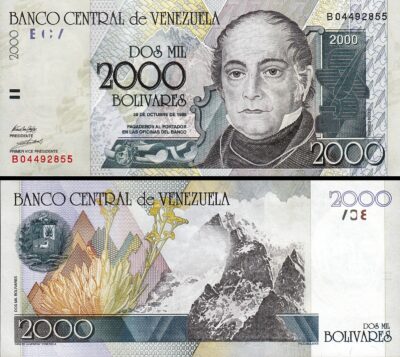 Venezuela 2000 Bolivares 29-10- 1998, AU/UNC, P-80