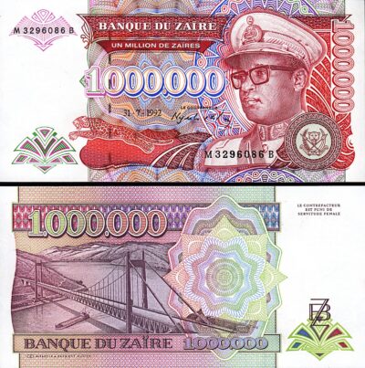 Zaire 1,000,000 1000000 1 Million Zaires 1992, UNC, P-44