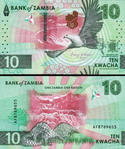 Zambia 10 Kwacha 2024 2025, UNC, P-62, New Design, Pangolins EAGLE