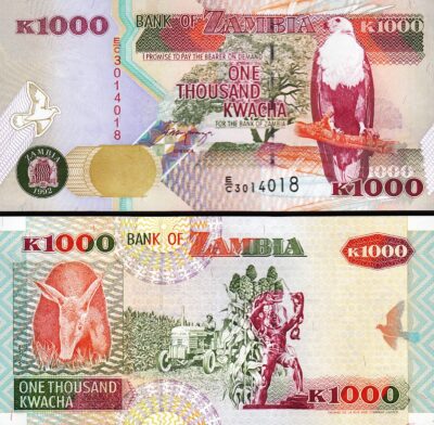 Zambia 1000 Kwacha 1992, UNC, P-40a, Sign 11