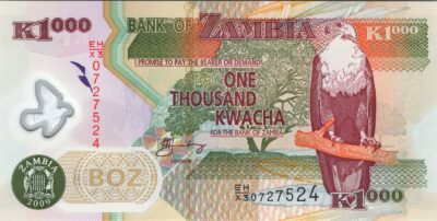 Zambia 1.000 Kwacha 2009, UNC, REPLACEMENT, X3, P-44f, Polymer