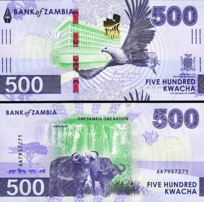 Zambia 500 Kwacha 2024 2025, UNC, P-67, New Design, Bison EAGLE