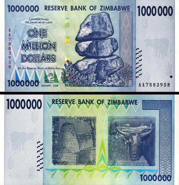 Zimbabwe 1000000 - 1,000,000 - 1 Million Dollars 2008, UNC, P-77