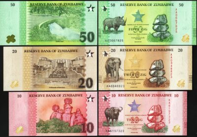 Zimbabwe 3 Pcs SET, 10 20 50 Zig 2026, UNC, P-115 116 117 NEW DESIGN, Prefix AA