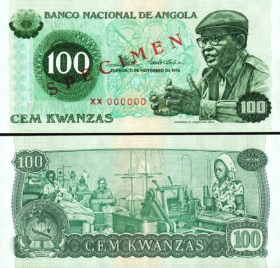 Angola 100 Kwanzas 1976, UNC, SPECIMEN, P-111s, XX 000000