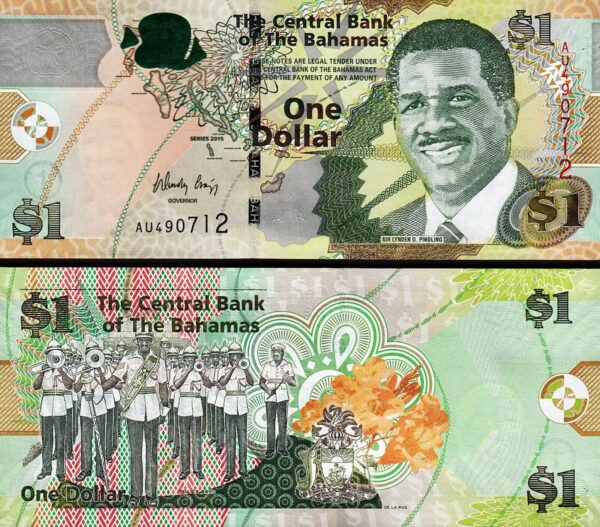 Bahamas 1 Dollar 2015, UNC, 2 Pcs PAIR, Consecutive, P-71A,Prnt Thomas De La Rue - Image 3