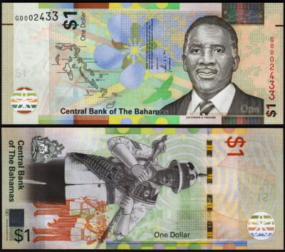 Bahamas 1 Dollar 2017, UNC, P-71, Prefix G 000