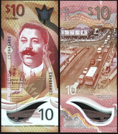 Barbados 10 Dollars, 2024, UNC, POLYMER, P-82b New Design