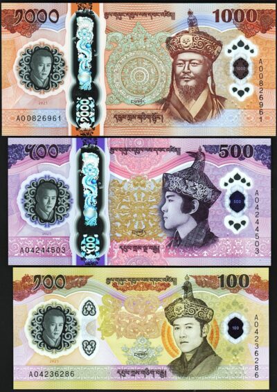 Bhutan 3 Pcs SET, 100 500 1000 Ngultrum 2026 , UNC , P-New