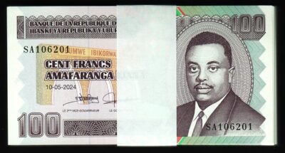 Burundi 100 Francs 2024, UNC, BUNDLE, Pack of 100 PCS, Consecutive, P-44c