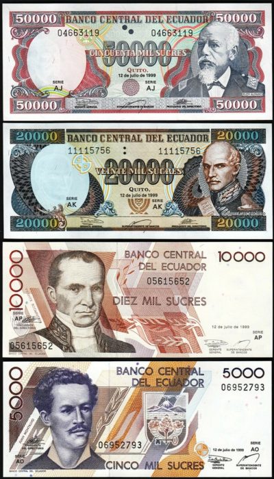 Ecuador 5000 Sucres 12-7-1999 Pick 128 UNC Uncirculated Banknote 