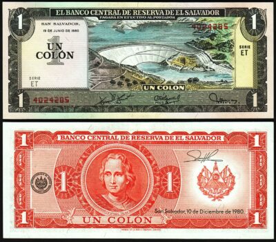 El Salvador 1 Colon 1980, UNC, P-125b