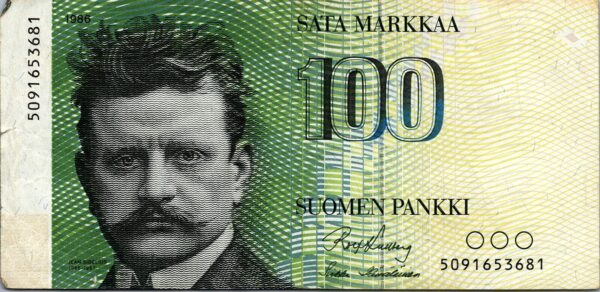 Finland 100 Markkaa 1986, VF, P-119, Litt. A, With a Small Tear - Image 3