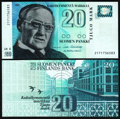 Finland 20 Markkaa 1993 (1997) , UNC, P-123, Litt.A