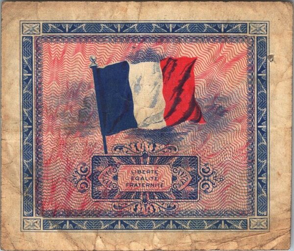 France 2 Francs 1944, VF with a Pinhole, P-114a , Allied Military Currency - Image 3