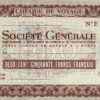 France, Travellers Cheque Societe Generale, 250 Francs with 2 WATERMARK