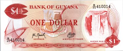 Guyana 1 Dollar 1992, RADAR 410014 , aUNC,  P-21g, S-9