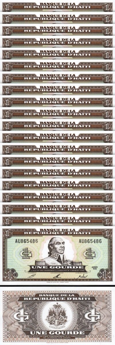 Haiti 1 Gourde 1992, UNC, 20 Pcs LOT, Consecutive, P-259a