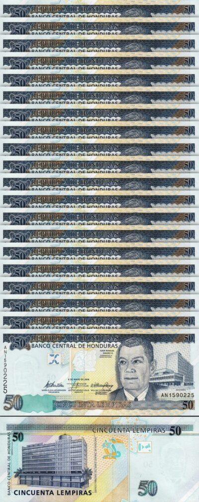 Honduras 50 Lempiras 2010, UNC, 20 Pcs LOT, Consecutive, P-94b, Prefix AN