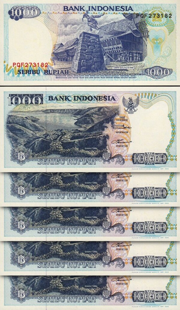 Indonesia 1000 Rupiah 1992 / 1995, UNC, 10 Pcs LOT, Consecutive, P-129d - Image 3