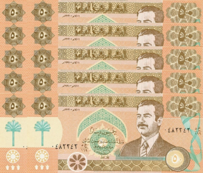 Iraq 50 Dinars, 1991, Unc but aUnc, 10 Pcs Lot, P-75, With SADDAM Hussein