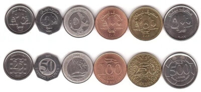Lebanon 6 Pcs UNC Coin Set, 25 50 50 100 250 500 Livres 1996 2012 #1