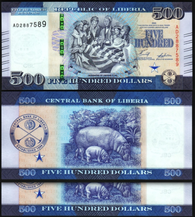 Liberia 500 Dollars 2024, UNC, 2 Pcs PAIR, Consecutive, P-New