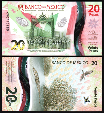 Mexico 20 Pesos 2022, UNC, Polymer, Commemorative, P-New Date