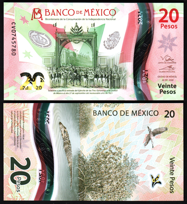 Mexico 20 Pesos 2022, UNC, Polymer, Commemorative, P-New Date
